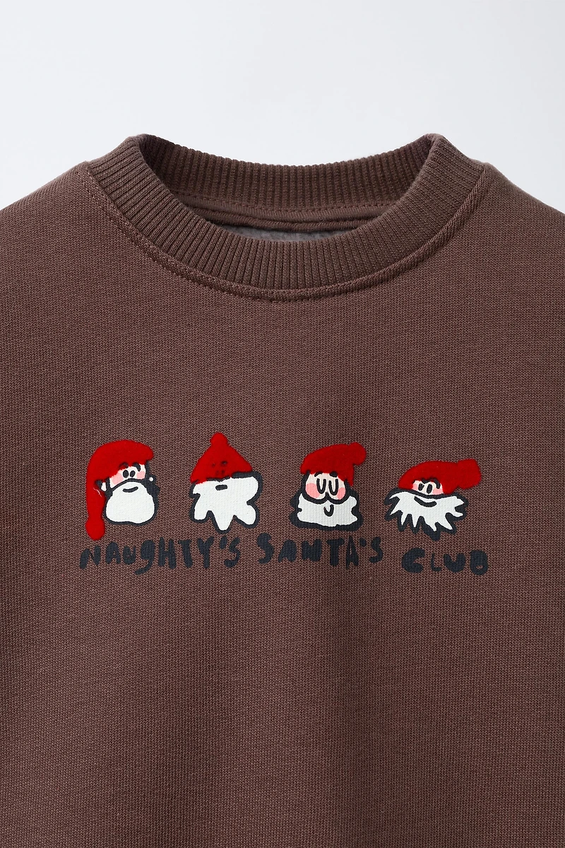 SANTA CLAUS FLOCKED SWEATSHIRT