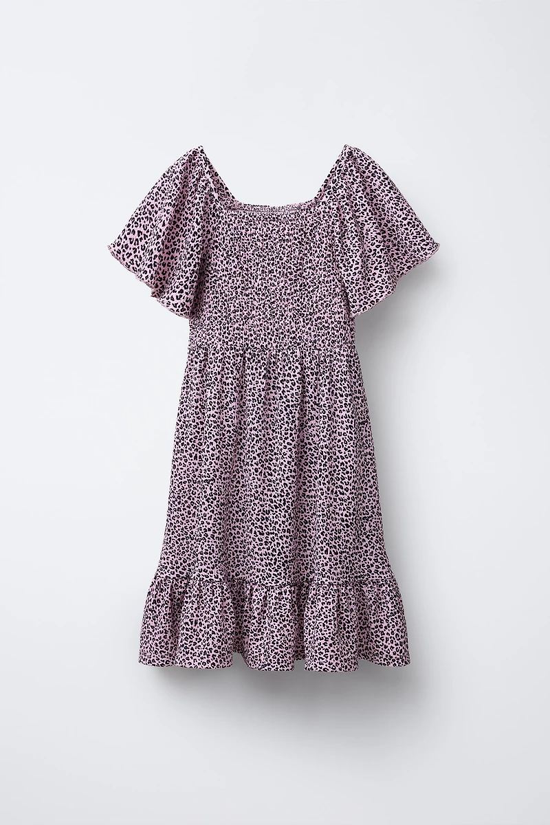 ANIMAL PRINT TEXTURED DRESS