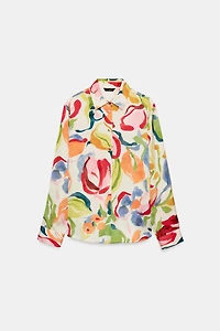 CHEMISE SATINÉE À IMPRIMÉ FLEURI