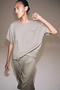100% LINEN LACED TOP ZW COLLECTION