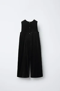 LONG VELVET JUMPSUIT WITH BOW
