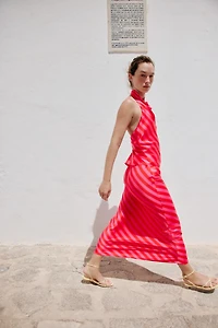 STRIPED SATIN MIDI SKIRT