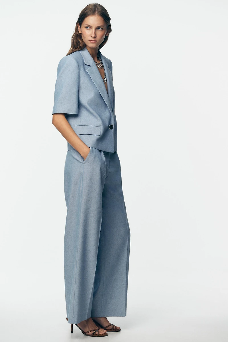PLEATED STRAIGHT LEG PANTS