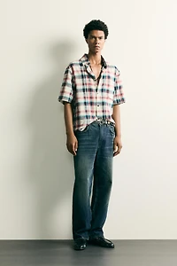 RELAXED FIT TEXTURED PLAID SHIRT