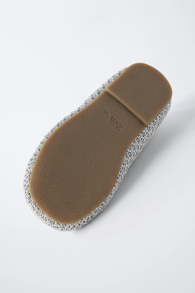 METALLIC CROCHET BALLET FLATS