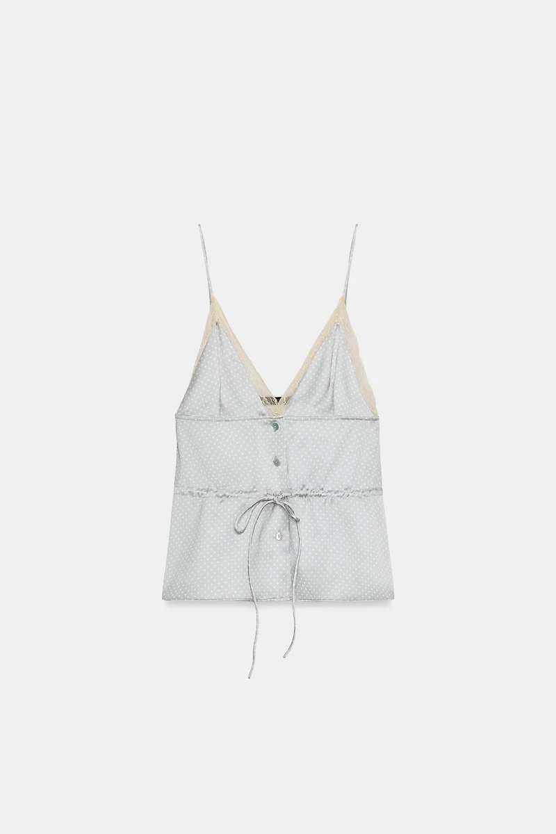 SATIN EFFECT LACE TOP