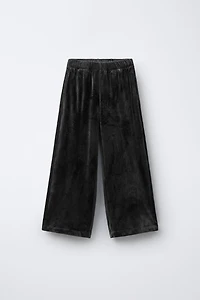 HOODIE AND WIDE LEG VELOUR PANTS SET