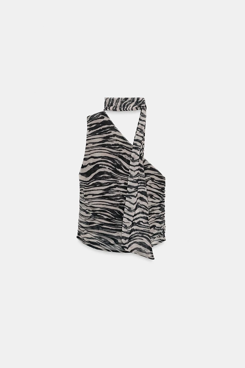 ANIMAL PRINT SCARF TOP