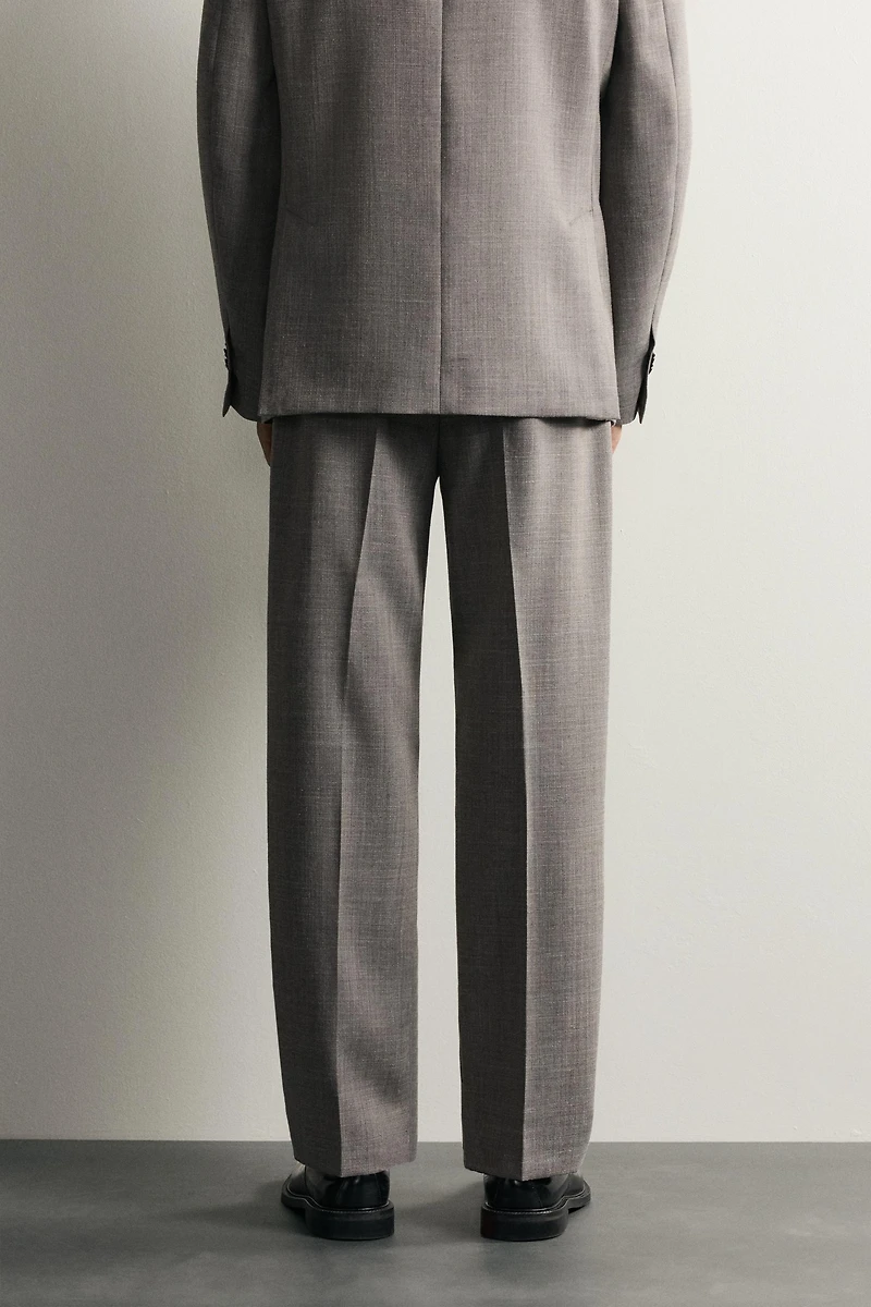 WOOL-BLEND REGULAR FIT SUIT PANTS