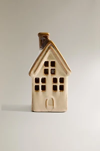 LIGHT-UP PORCELAIN HOUSE CHRISTMAS ORNAMENT