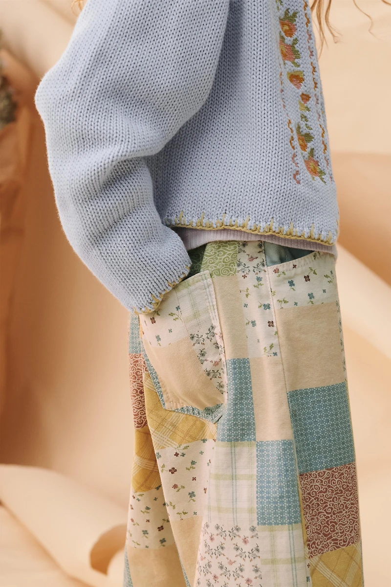 PATCHWORK BARREL PANTS