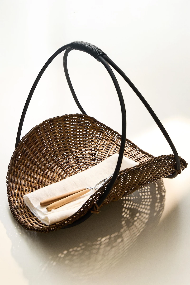 PANIER FLEURS ROTIN ET BAMBOU