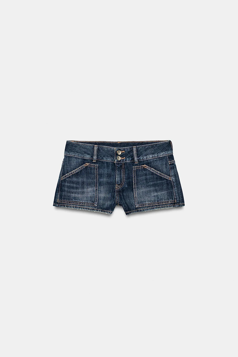 TRF DENIM MINI SHORTS WITH POCKETS