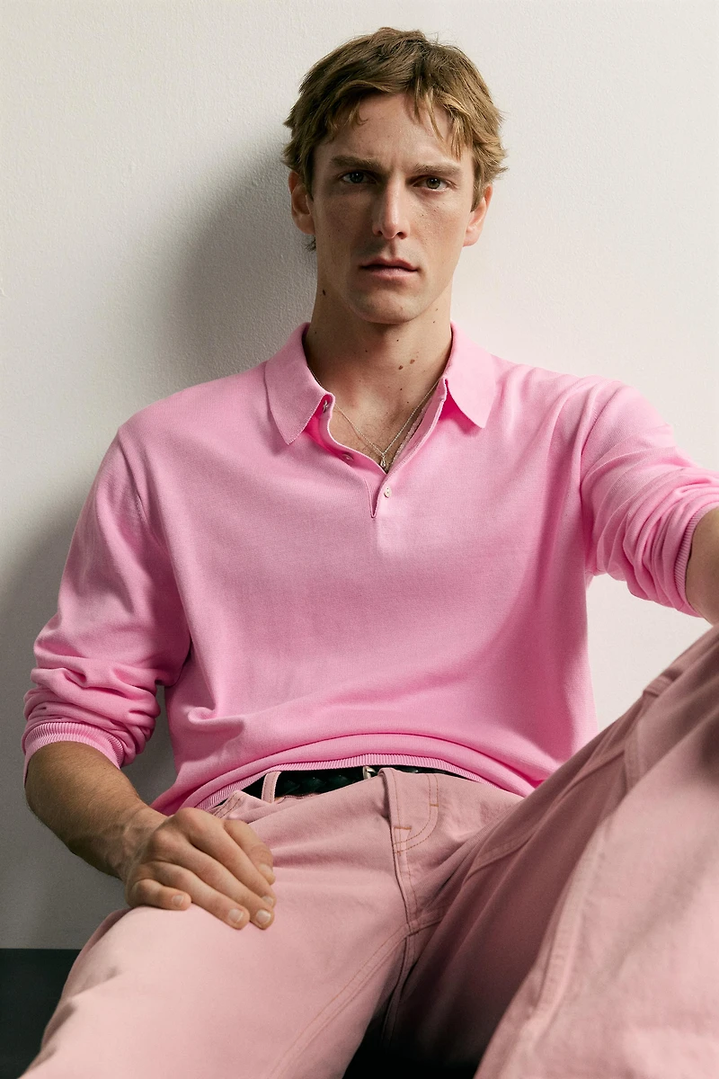 RELAXED FIT KNIT POLO SHIRT