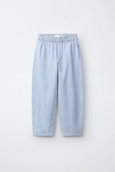 FLOWY STRIPED BARREL PANTS