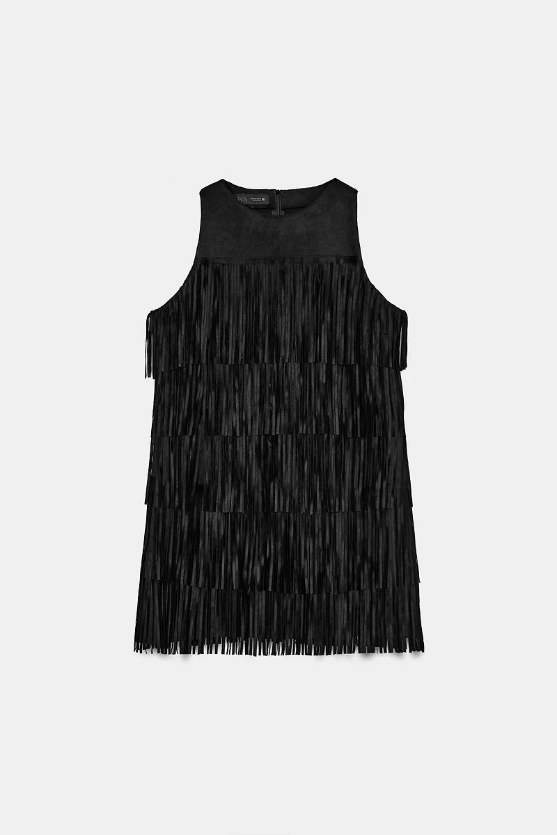 ROBE EFFET DAIM À FRANGES ET CLOUS