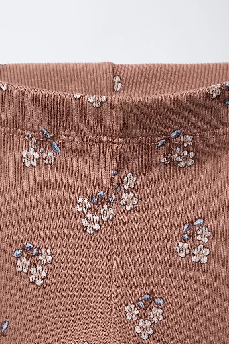 PRINTED RIBBED LEGGINGS