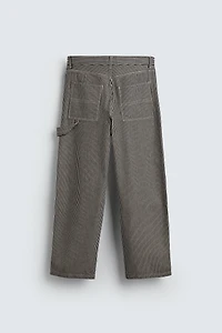 STRIPED BAGGY FIT CARPENTER PANTS