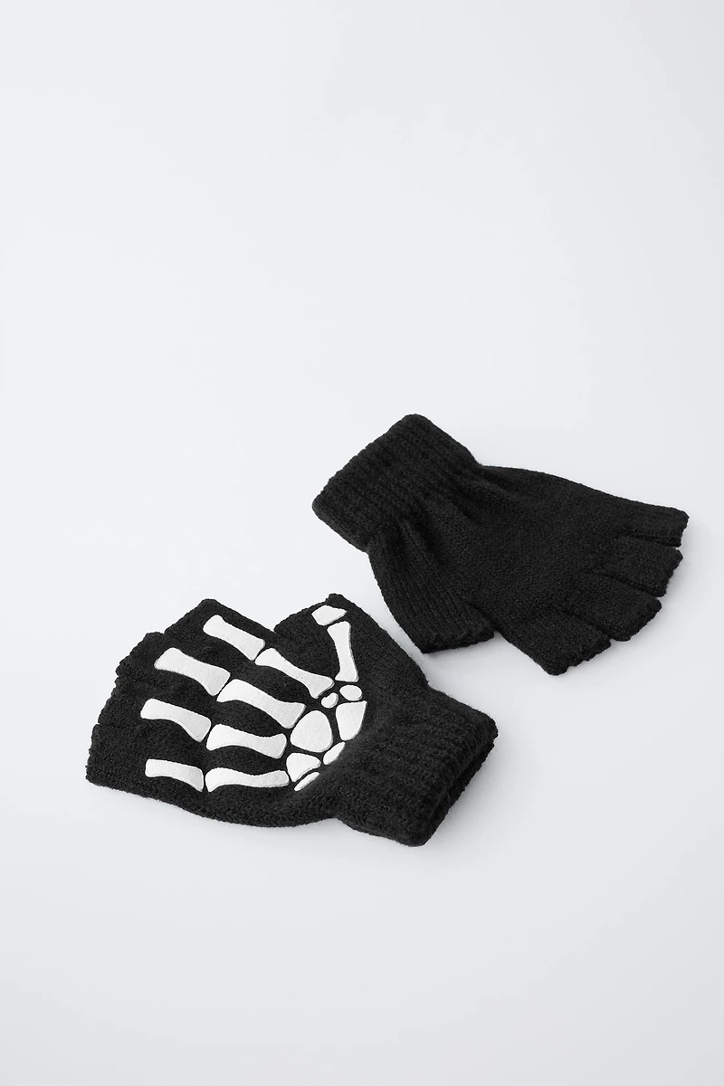 SKELETON COSTUME KNIT MITTENS