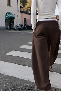 DOUBLE WAIST BARREL PANTS