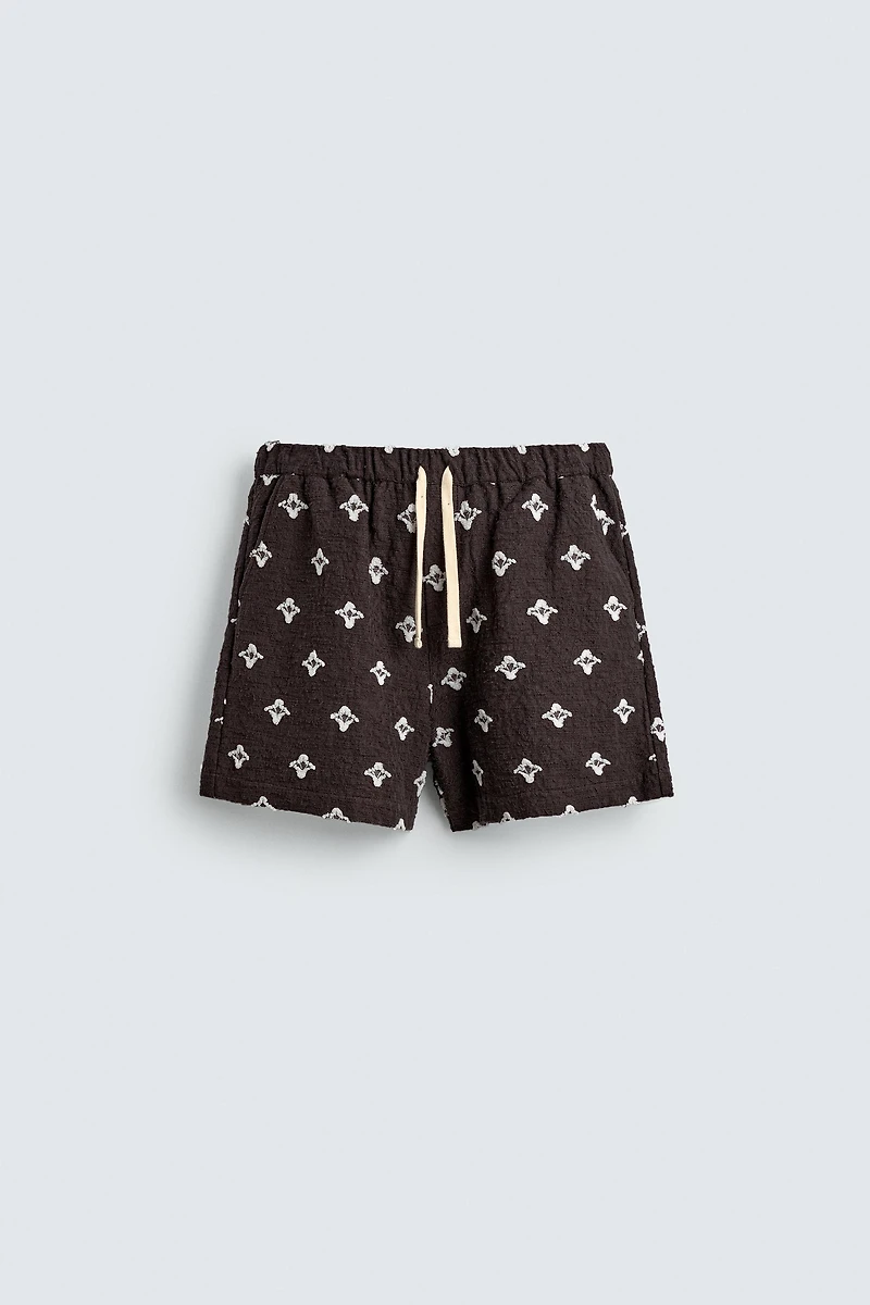 RELAXED FIT TEXTURED JACQUARD SHORTS