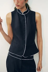 CONTRAST PIPING VEST