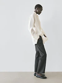 Straight-leg linen blend trousers