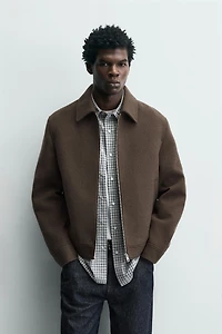 BLOUSON EN DRAP DE LAINE AVEC ZIP