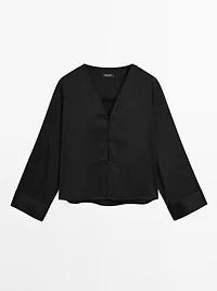 Satin blouse with button detail
