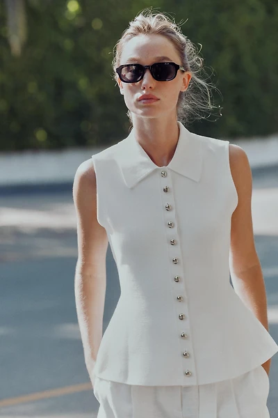 TOP GILET EN MAILLE PÉPLUM