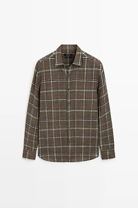 100% linen regular fit check shirt