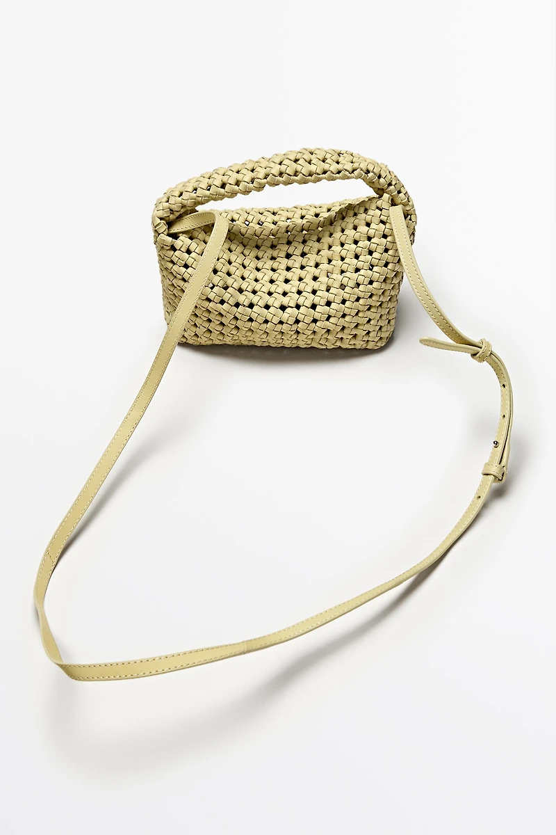 Braided leather mini bag