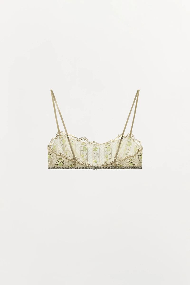 SOUTIEN-GORGE BANDEAU EN DENTELLE À FLEURS BRODÉES