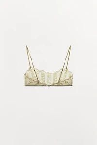 SOUTIEN-GORGE BANDEAU EN DENTELLE À FLEURS BRODÉES