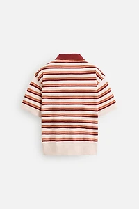 POLO EN MAILLE RAYURES TEXTURÉ