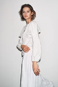 CHEMISE EN POPELINE COL BRODÉ ZW COLLECTION
