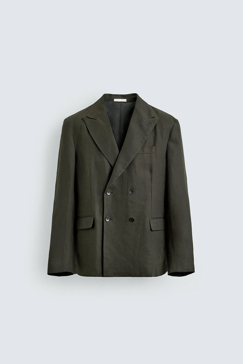 100% LINEN DOUBLE-BREASTED BLAZER