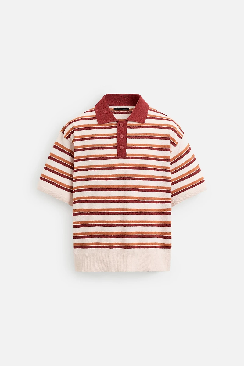 POLO EN MAILLE RAYURES TEXTURÉ