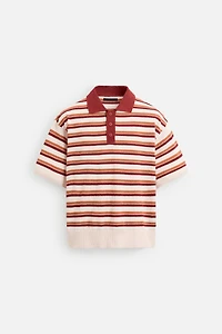 POLO EN MAILLE RAYURES TEXTURÉ
