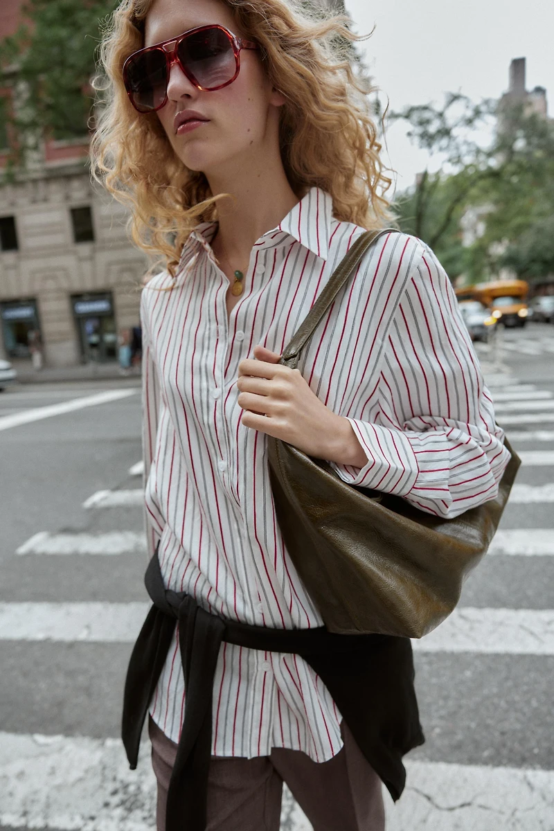 CHEMISE OVERSIZE EN POPELINE RAYÉE