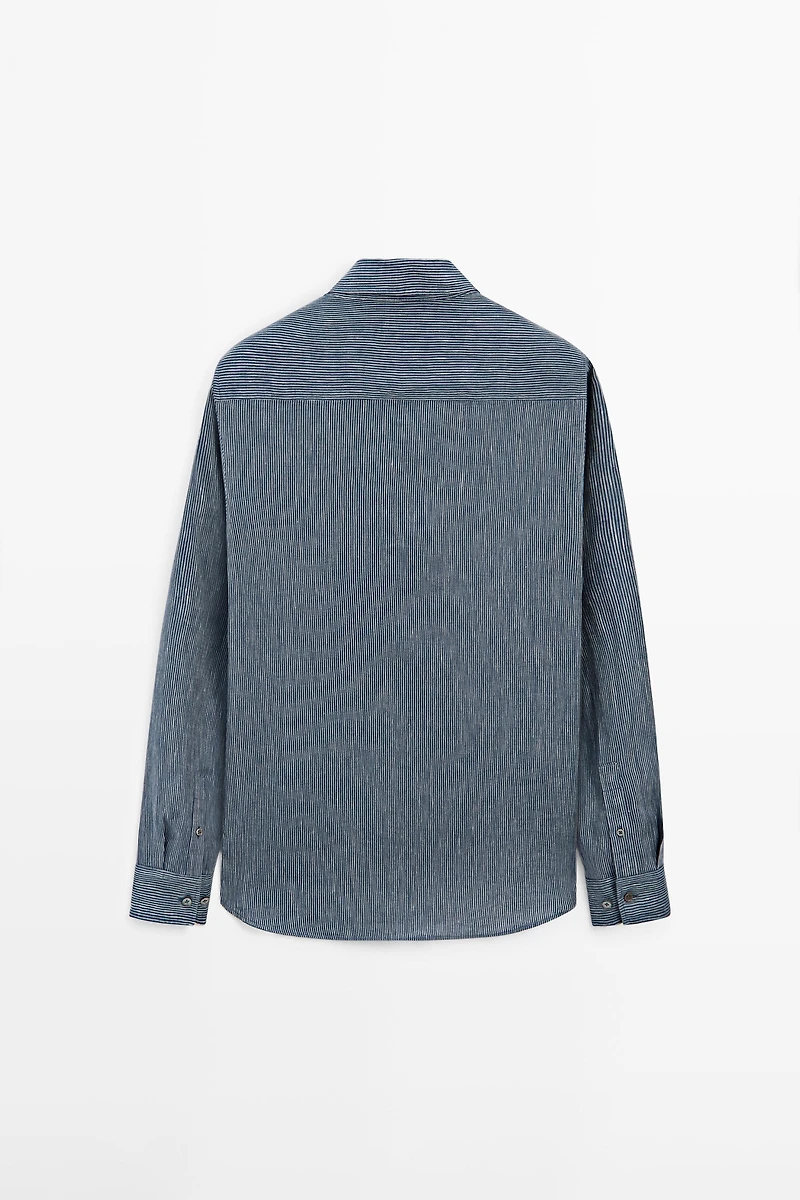 Chemise regular fit milleraies 100 % lin
