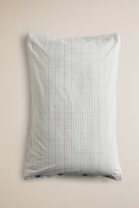 KIDS' CHECK COTTON PILLOWCASE