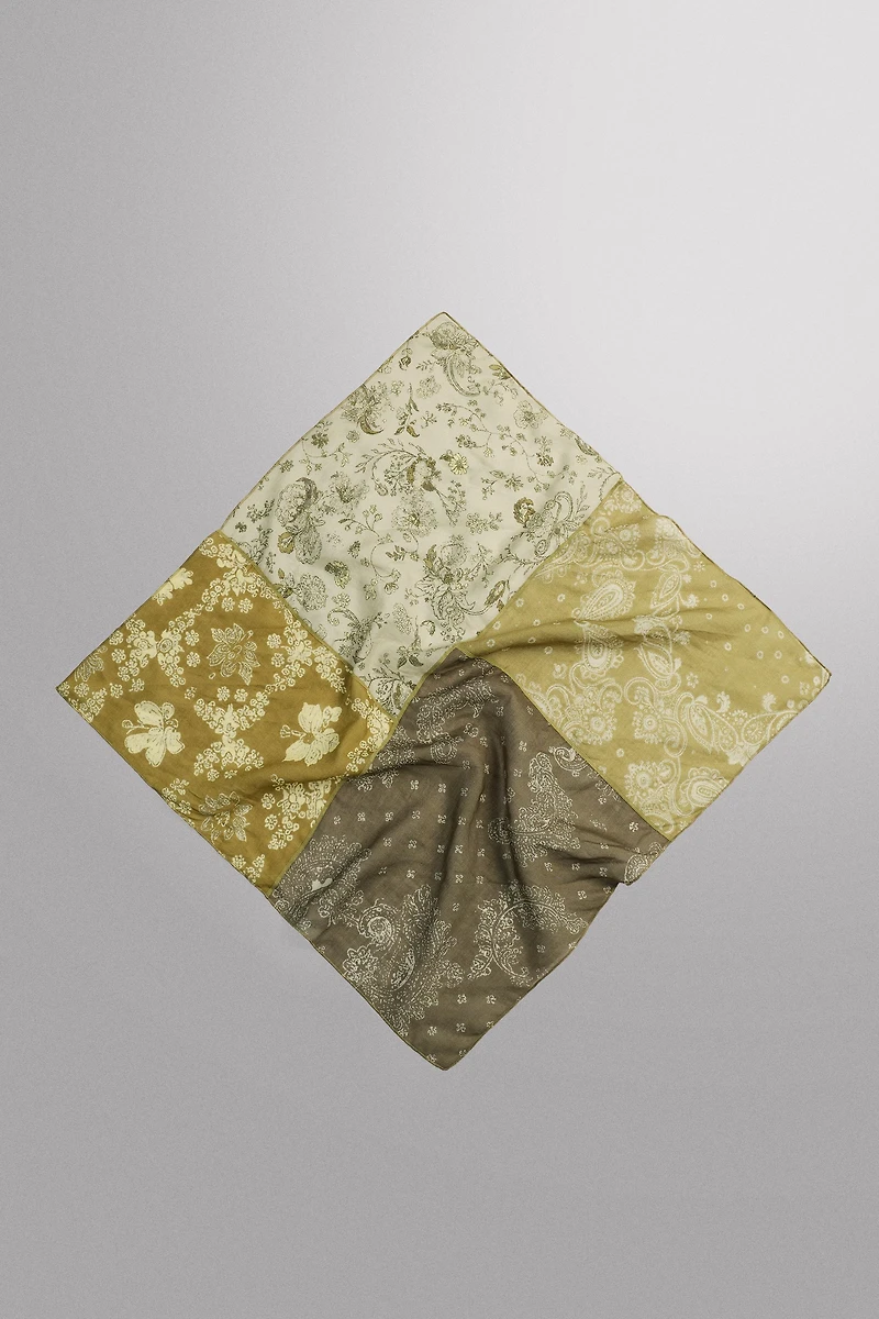 RAMIE-COTTON PATCHWORK BANDANA