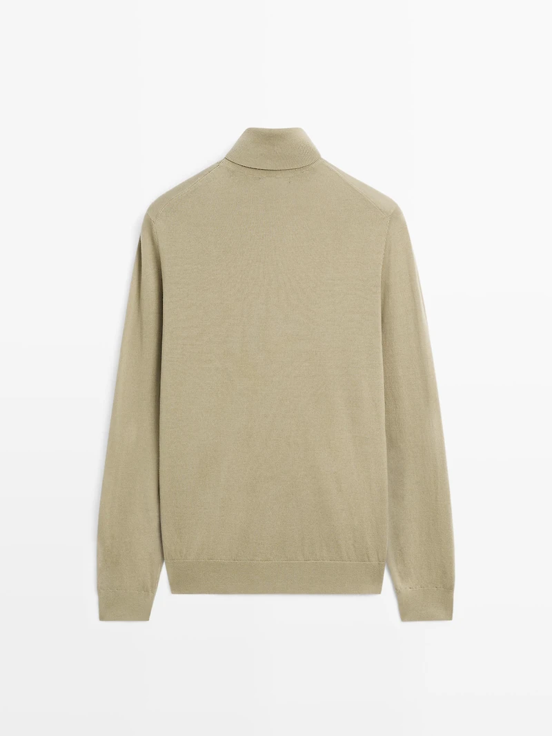 Wool blend high neck knit jumper