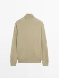 Wool blend high neck knit jumper