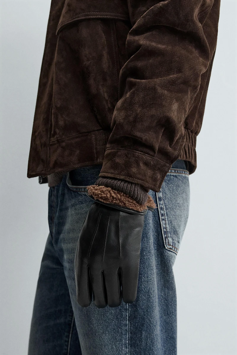 COMBINATION SHEARLING LEATHER GLOVES