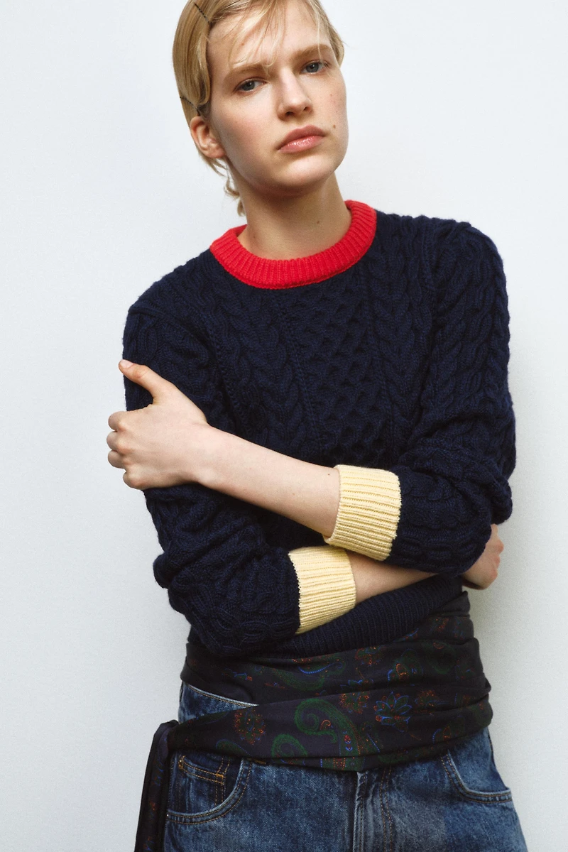 CABLE KNIT COLORBLOCK JUMPER
