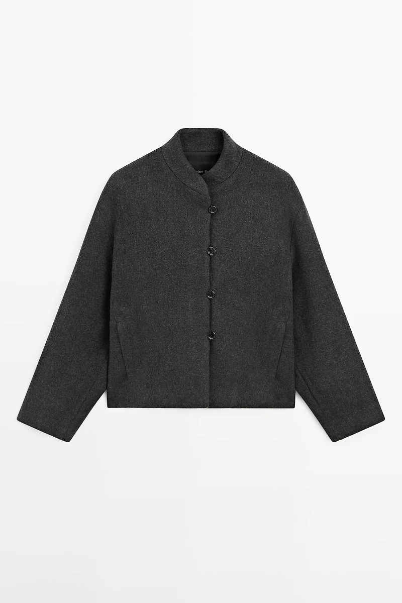 Wool blend jacket with collar detail