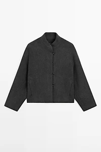 Wool blend jacket with collar detail