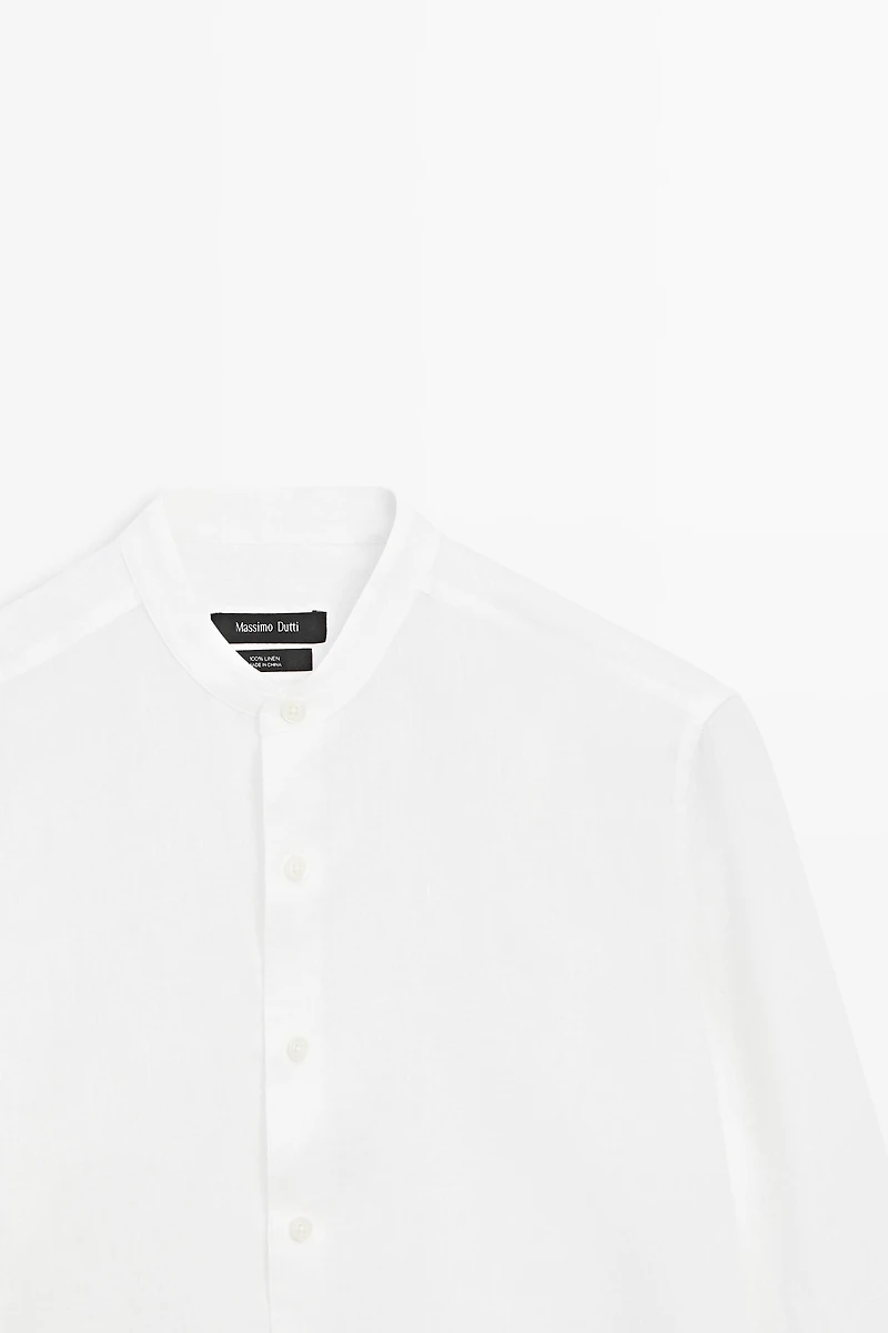 Chemise regular fit 100 % lin à col officier